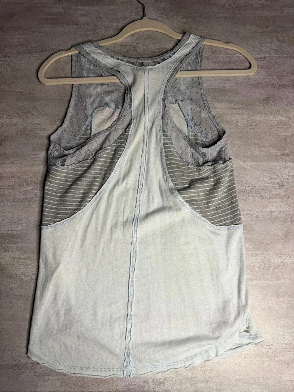 We The Free Light Blue 'Wilderness' Graphic Lace-Trim Tank